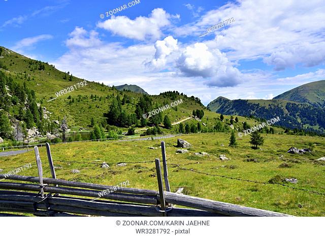 Nockberge, Nockalmstrasse in Oesterreich . Nock Mountains of the Gurktal Alps in Austria