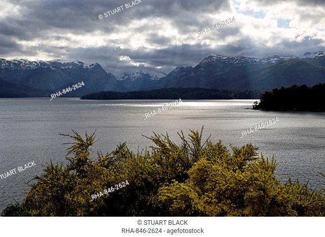 View across Lake Nahuel Huapi, Villa La Angostura, Nahuel Huapi National Park, Lake District, Argentina, South America