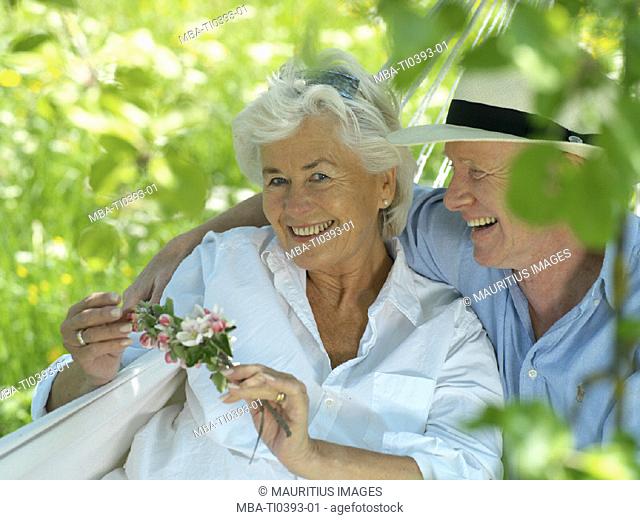 garden, senior couple, happy
