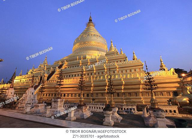 Myanmar, Burma, Bagan, Nyaung U, Shwezigon Pagoda,