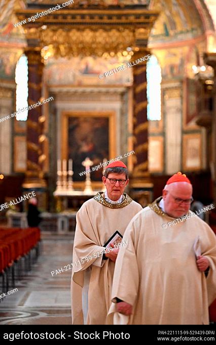 15 November 2022, Italy, Rom: The Archbishop of Cologne, Cardinal Rainer Maria Woelki (l), walks behind the Archbishop of Munich and Freising