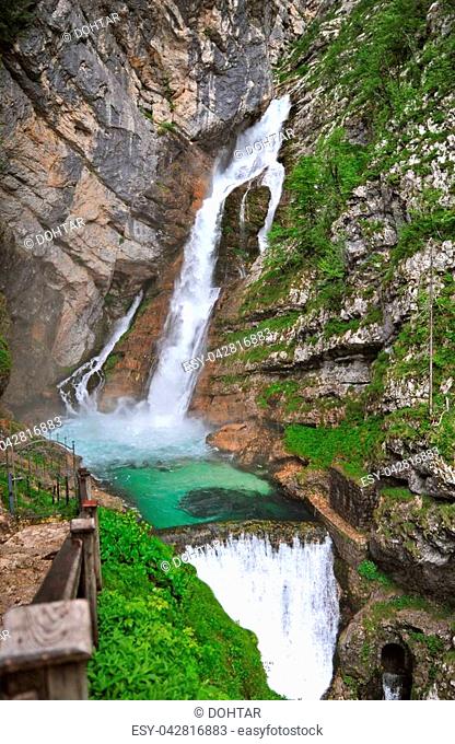 Savica waterfall near Bohinj town in Slovenia