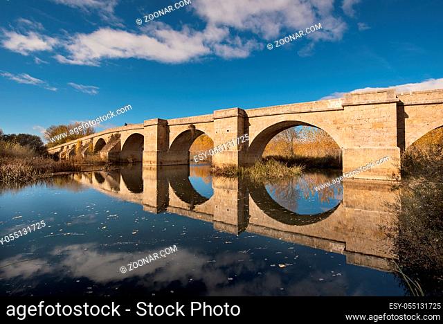 Fitero bridge, is a medieval bridge over Pisuerga river in St James way (camino de santiago) in Palencia, Spain
