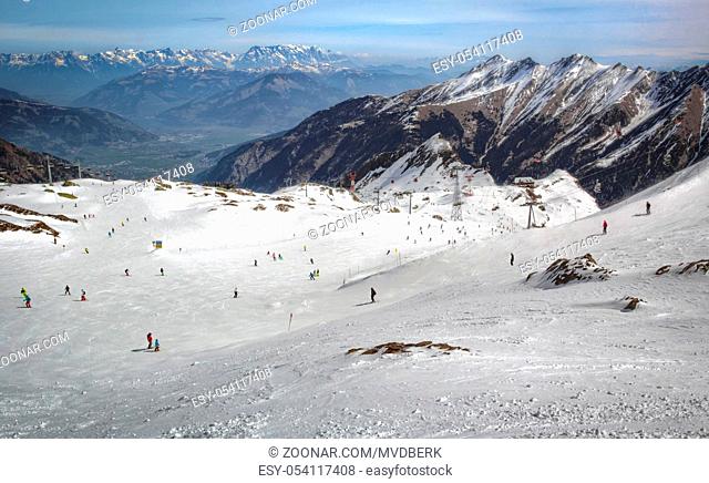 Overview of Austrian ski resort in the Alps of Austria