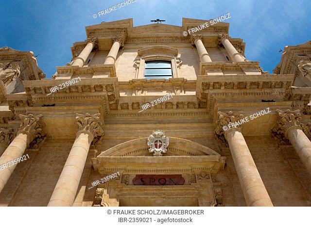 Portal of the Cathedral of San Nicolo, UNESCO World Heritage Site, Noto, province of Syracuse, Sicily, Italy, Europe