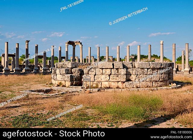 Agora of Perge, ruins of the roman city of Perge, Antalya, Turkey|