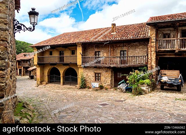 Barcena Mayor, Cabuerniga valley, with typical stone houses is one of the most beautiful rural village in Cantabria, Spain