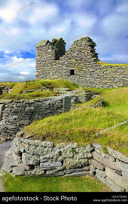 Jarlshof Prehistoric and Norse Settlement Ruins Sumburgh Head Shetland Scotland United Kingdom Archaeological