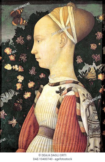 Portrait of an Este Princess, perhaps Ginevra d'Este, 1435-1445, by Antonio Pisano known as Pisanello (pre-1395- ca 1455), tempera on wood, 43x30 cm