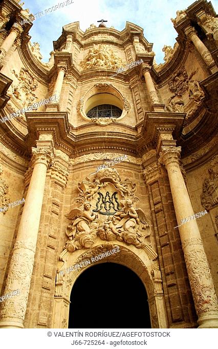 Los Hierros Baroque façade of cathedral, Valencia. Comunidad Valenciana, Spain