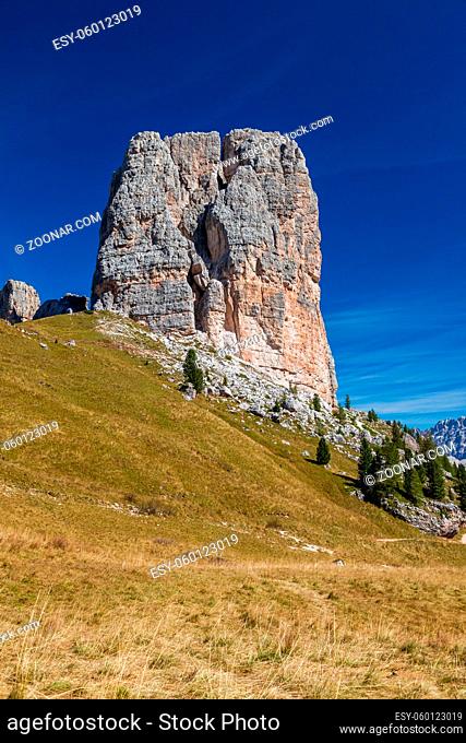 Hiking around the Cinque Torri in the Dolomites of Northern Italy, Europe