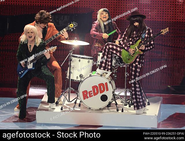 10 May 2022, Italy, Turin: Reddi from Denmark perform with the title The Show at the first semi-final of the Eurovision Song Contest (ESC)