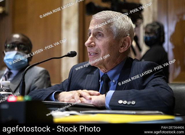 Dr. Anthony Fauci, Director of the National Institute of Allergy and Infectious Diseases, speaks during a Senate Appropriations Subcommittee on Labor