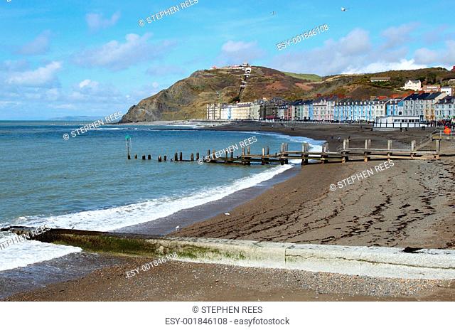 Aberystwyth seaside town North beach in Wales UK