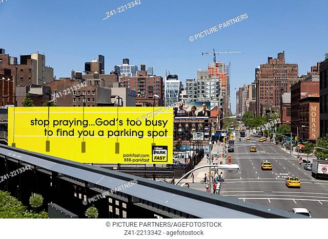 Advertisement seen from the Highline, New York City