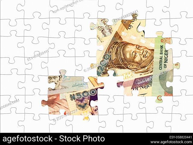Nigerian Naira banknotes puzzled collage