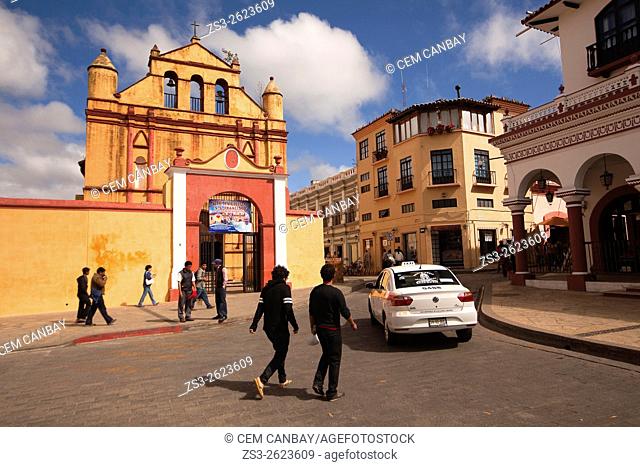 Temple of St. Nicolas, situated close to the Cathedral of San Cristobal, San Cristobal de las Casas, Chiapas State, Mexico, North America