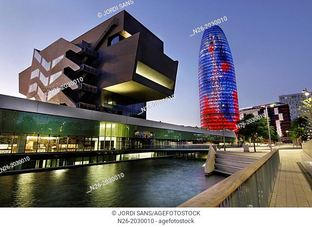 Building Design Hub Barcelona, by MBM architects. Agbar Tower, by Jean Nouvel. Barcelona