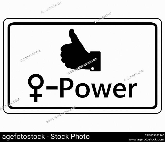 Schild Daumen hoch für Frauen Power - Sign thumbs up for women power