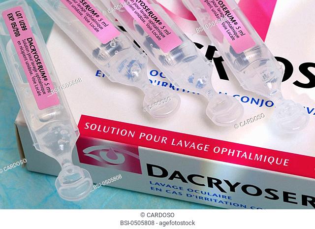 COLLYRIUM Drug : Dacryoserum. Molecules : boric acid and borax sodium borate. Antiseptic solution for ocular washing in case of conjunctival irritation