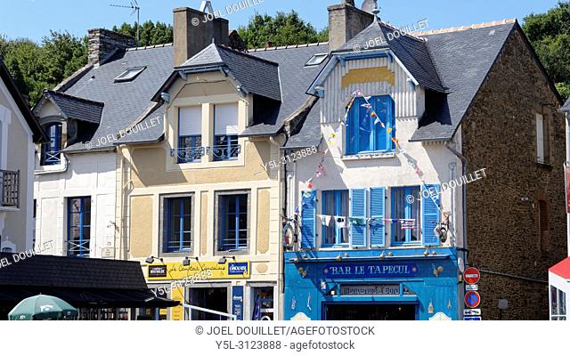 Houses on the Place du Calvaire, Port of La Houle in Cancale (Brittany, France)