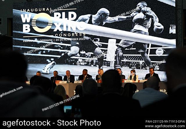 25 November 2023, Hesse, Frankfurt/Main: Delegates and the interim presidium have gathered for the founding congress of the new World Boxing Association