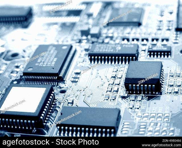 Close up of electronic computer circuit board