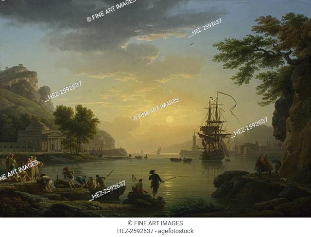A Landscape at Sunset with Fishermen returning with their Catch, 1773. Found in the collection of the National Gallery, London
