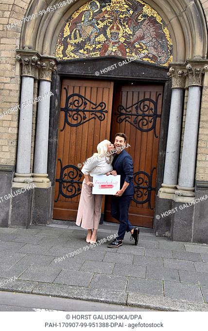 Daniela Katzenberger with the TV presenter and wedding planner Eric Schroth at a press date publicising the new series of the German television show 'Bargain...