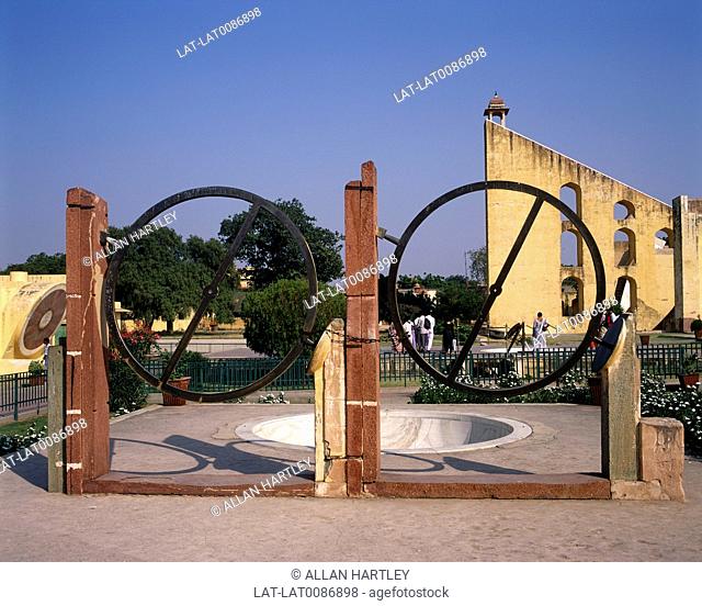 The Jantar Mantar Observatory was built by Jai Singh II between 1727 and 1777. It is a collection of large astronomical instruments that measure time