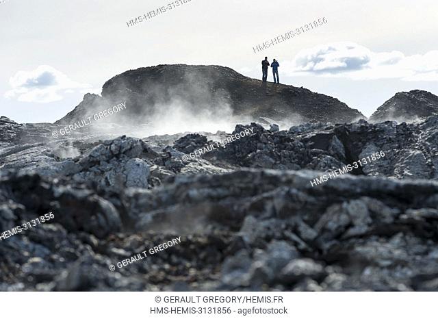 Iceland, North East Iceland, region of Myvatn, Krafla, lava smoking flows of Leirhnjukur