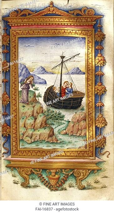 Oenone grieving at the sight of Paris with Helen (Illustration for The Heroides by Ovid). Majorana, Cristoforo (active ca. 1480-1494)