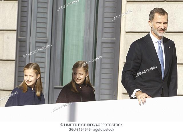 King Juan Carlos, King Felipe, Queen Letizia, Queen Sof’a, Princess Leonor and Princess Sofia attend the celebration of the 40 anniversary of the constitution...