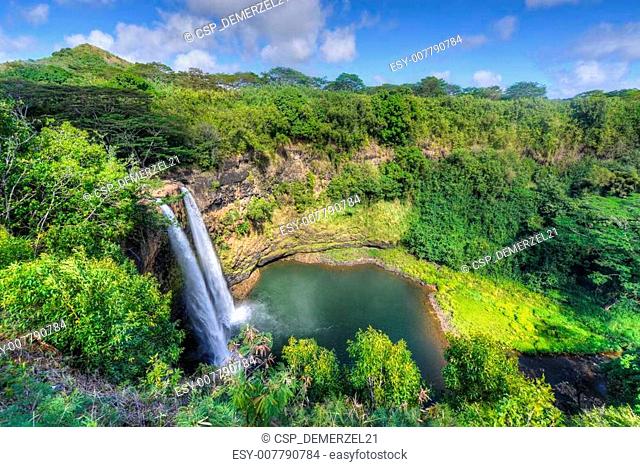 Wailua Falls Hawaiian Waterfall