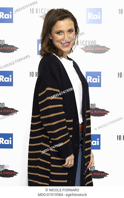 Nicole Fornaro during the photocall of presentation of the film Io ricordo Piazza Fontana broadcast on Raiuno. Milan (Italy), December 10th, 2019