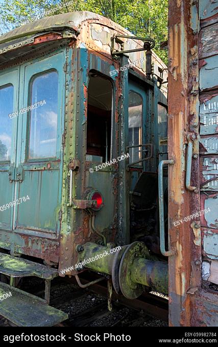 old rusted train at trainstation hombourg in belgium