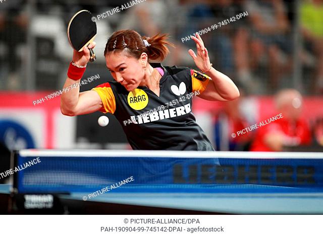 04 September 2019, France (France), Nantes: Table tennis, women: European Championship, team, Germany - Slovenia; preliminary round, Group B, 2nd matchday