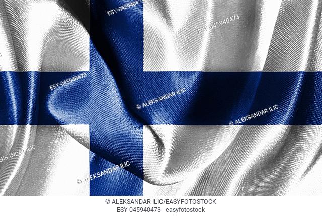 Flag Of Finland Waving In The Wind 3D illustration