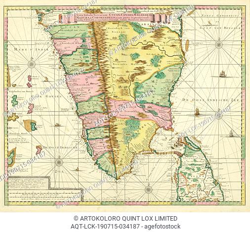 Map of South India Nova tabula terrarum Cucan, Canara, Malabaria, Madura, & Coromandella, cum parte septentrionali insulae Ceylon