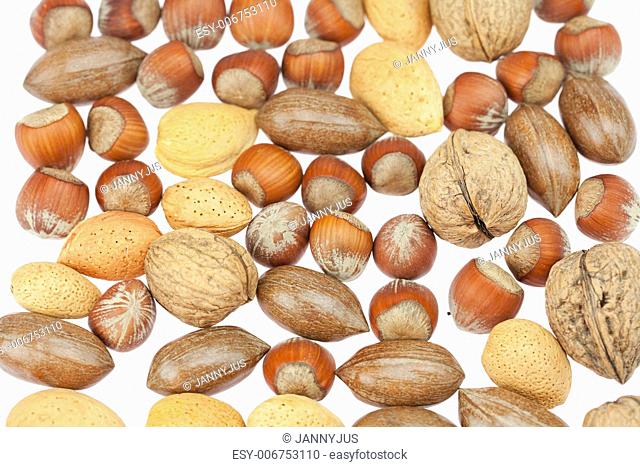 background of various kinds of nuts