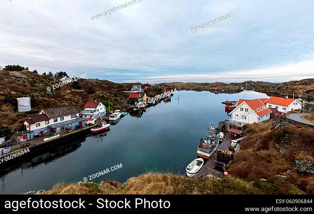 The Rovaer archipelago in Haugesund, in the norwegian west coast. The bay with the red hostel in front. Rovaer is a small group of islands