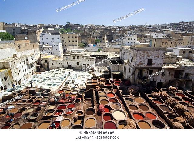 Overview tanners quarter, Chouara, Fes, Morocco