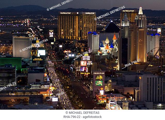 Las Vegas strip at night, Las Vegas, Nevada, United States of America, North America