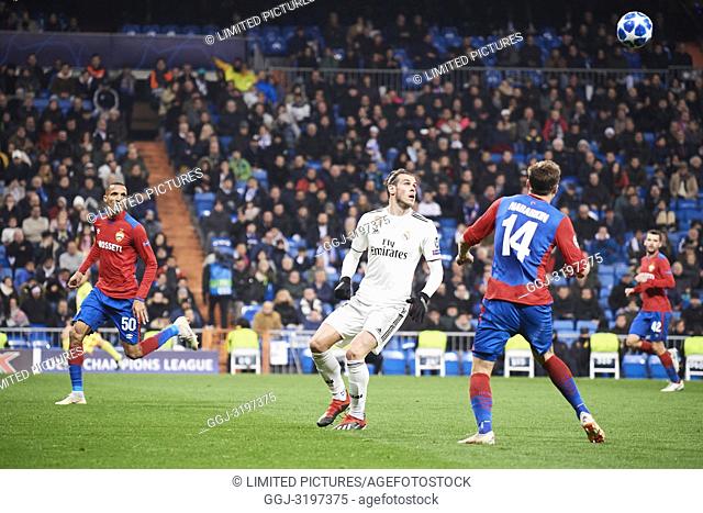 Gareth Bale (midfielder; Real Madrid), Kirill Nababkin (defender; CSKA Moscow) in action during the UEFA Champions League match between Real Madrid and PFC CSKA...