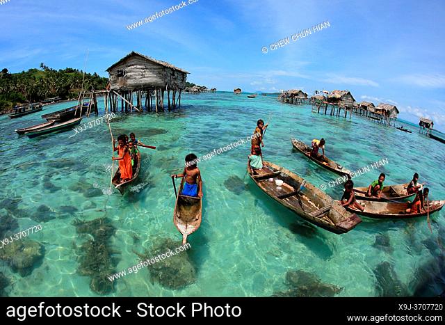 Scene of Bajao stilt village, Omada island, Semporna, Sabah, malaysia, borneo