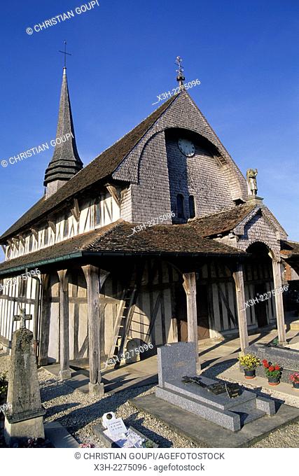 timber-framed church Saint-Philippe-et-Saint-Jacques of Lentilles, Aube department, Champagne-Ardenne region, France, Europe