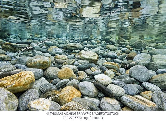 stream landscape of Verzasca, Ticino, Switzerland
