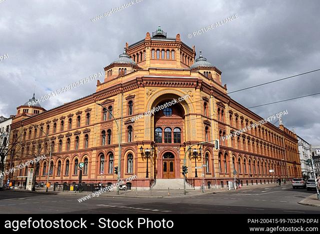 31 March 2020, Berlin: The Postfuhramt, former imperial post office, in the Oranienburger Straße. The yellow clinker facades with decorative elements