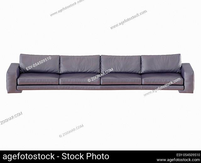 Four-seat pale sofa on a white background