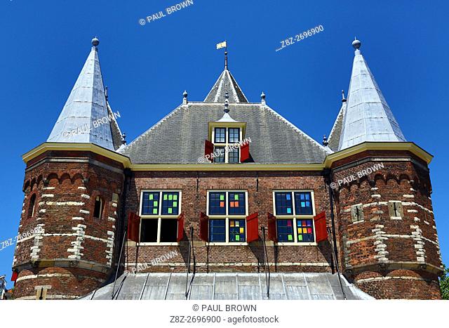 In De Waag, 15th century city gate which is now a restaurant in Nieuwmarkt Square, in Amsterdam, Holland